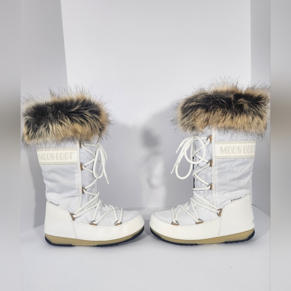 Moon Boot Monaco High White Faux Fur Snow Boots Women EU37 / US5 (Fits 6-6.5) - Picture 5 of 14